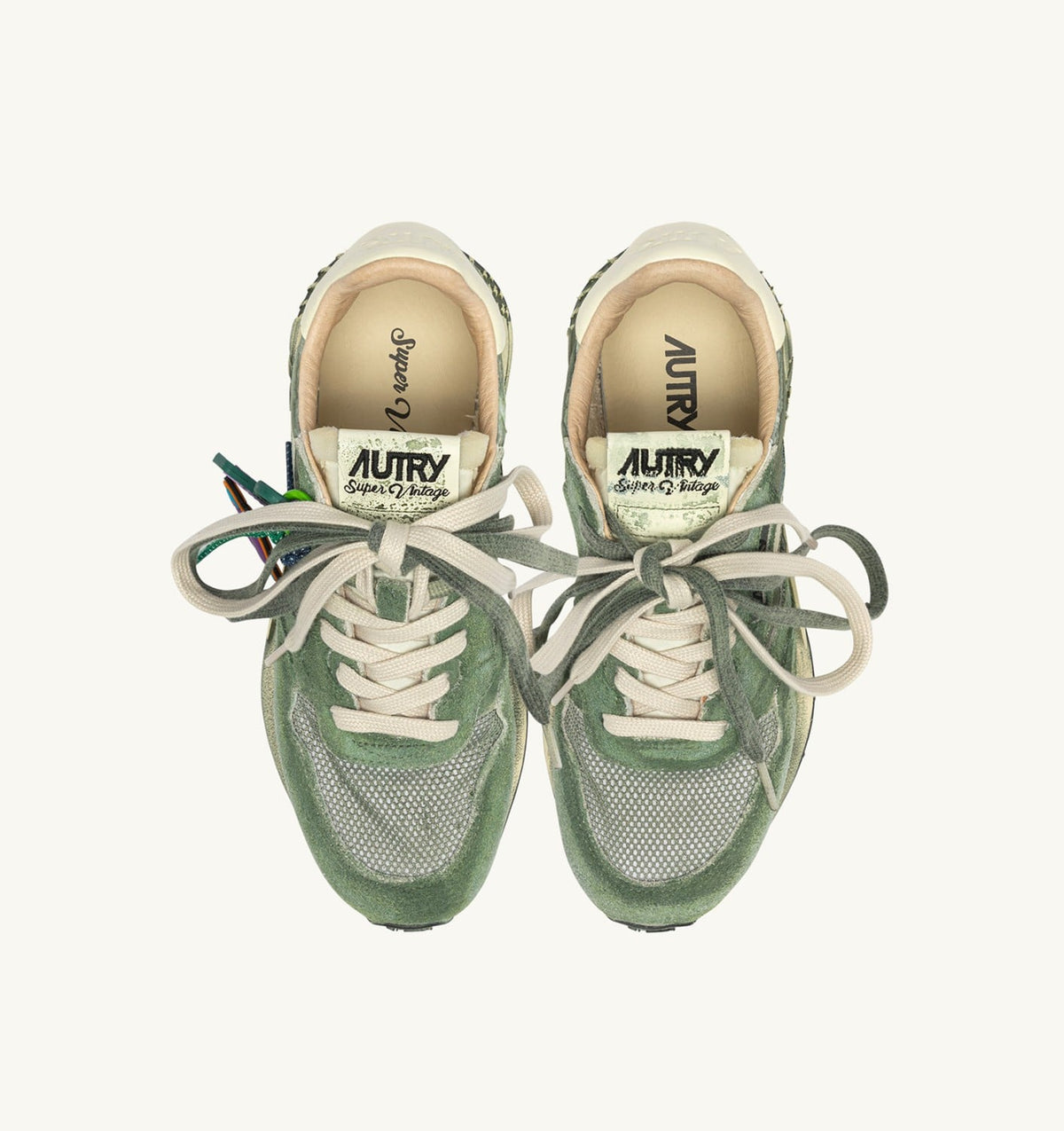 AUTRY REELWIND SUPER VINTAGE SNEAKERS IN LEPRECHAUN AND WHITE SUEDE AND NYLON