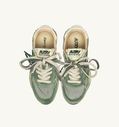 AUTRY REELWIND SUPER VINTAGE SNEAKERS IN LEPRECHAUN AND WHITE SUEDE AND NYLON