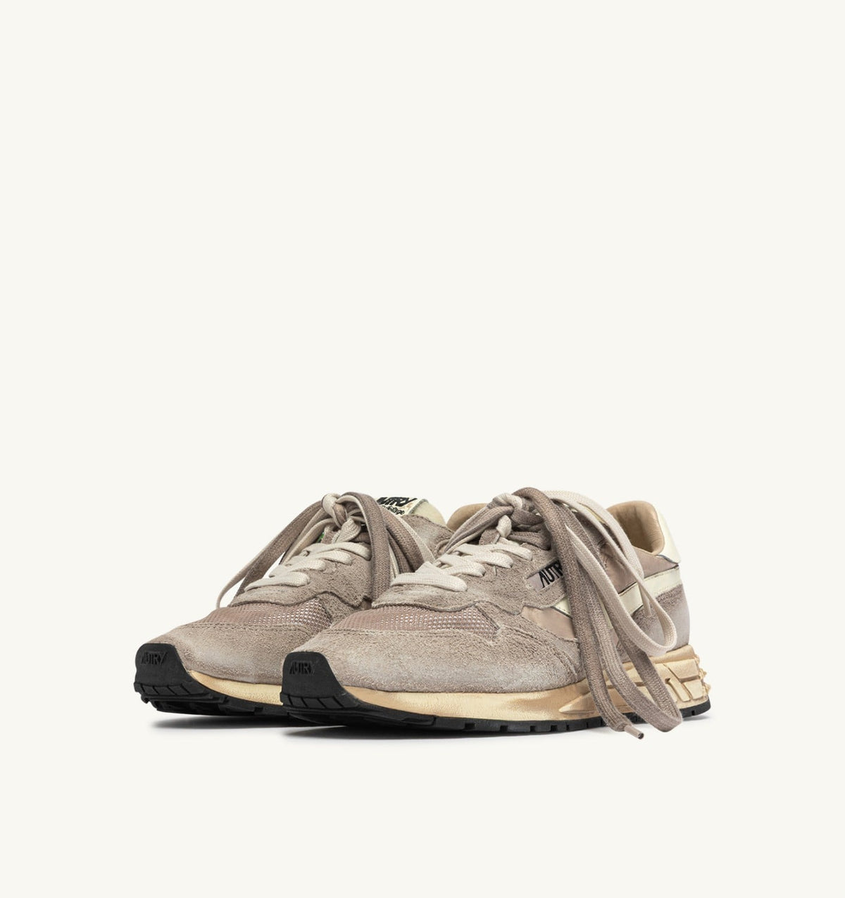 AUTRY REELWIND SUPER VINTAGE SNEAKERS IN WOODSMOKE AND WHITE SUEDE AND NYLON
