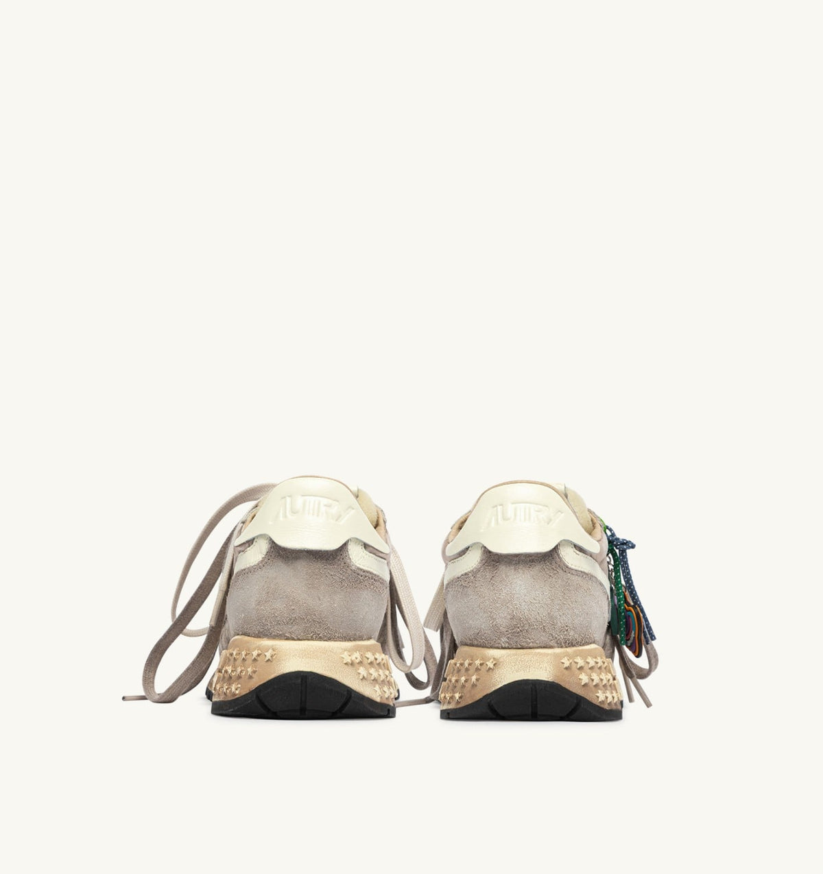 AUTRY REELWIND SUPER VINTAGE SNEAKERS IN WOODSMOKE AND WHITE SUEDE AND NYLON