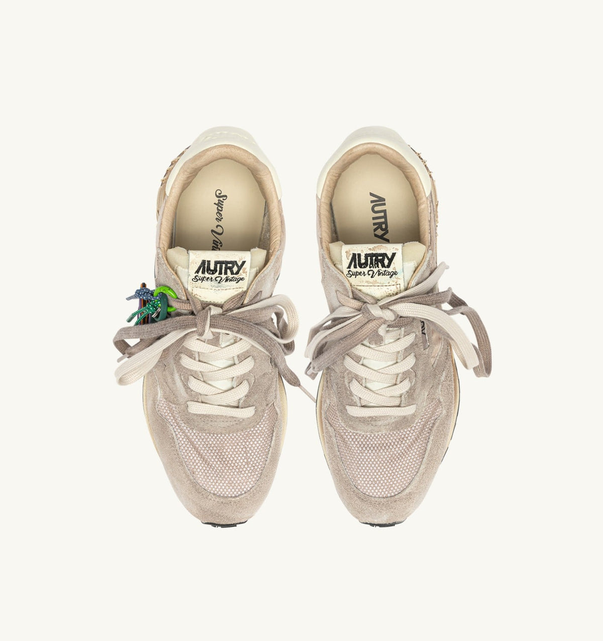AUTRY REELWIND SUPER VINTAGE SNEAKERS IN WOODSMOKE AND WHITE SUEDE AND NYLON