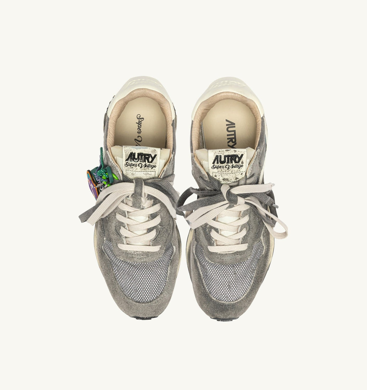 AUTRY REELWIND SUPER VINTAGE SNEAKERS IN WHITE AND BLACK SUEDE AND NYLON