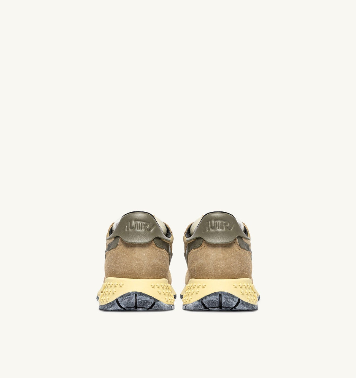 AUTRY REELWIND LOW SNEAKERS IN FOAM SUGAR AND COVERT GREEN NYLON AND SUEDE