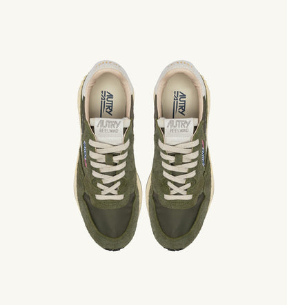 AUTRY REELWIND LOW SNEAKERS IN WHITE AND SAGE NYLON AND SUEDE