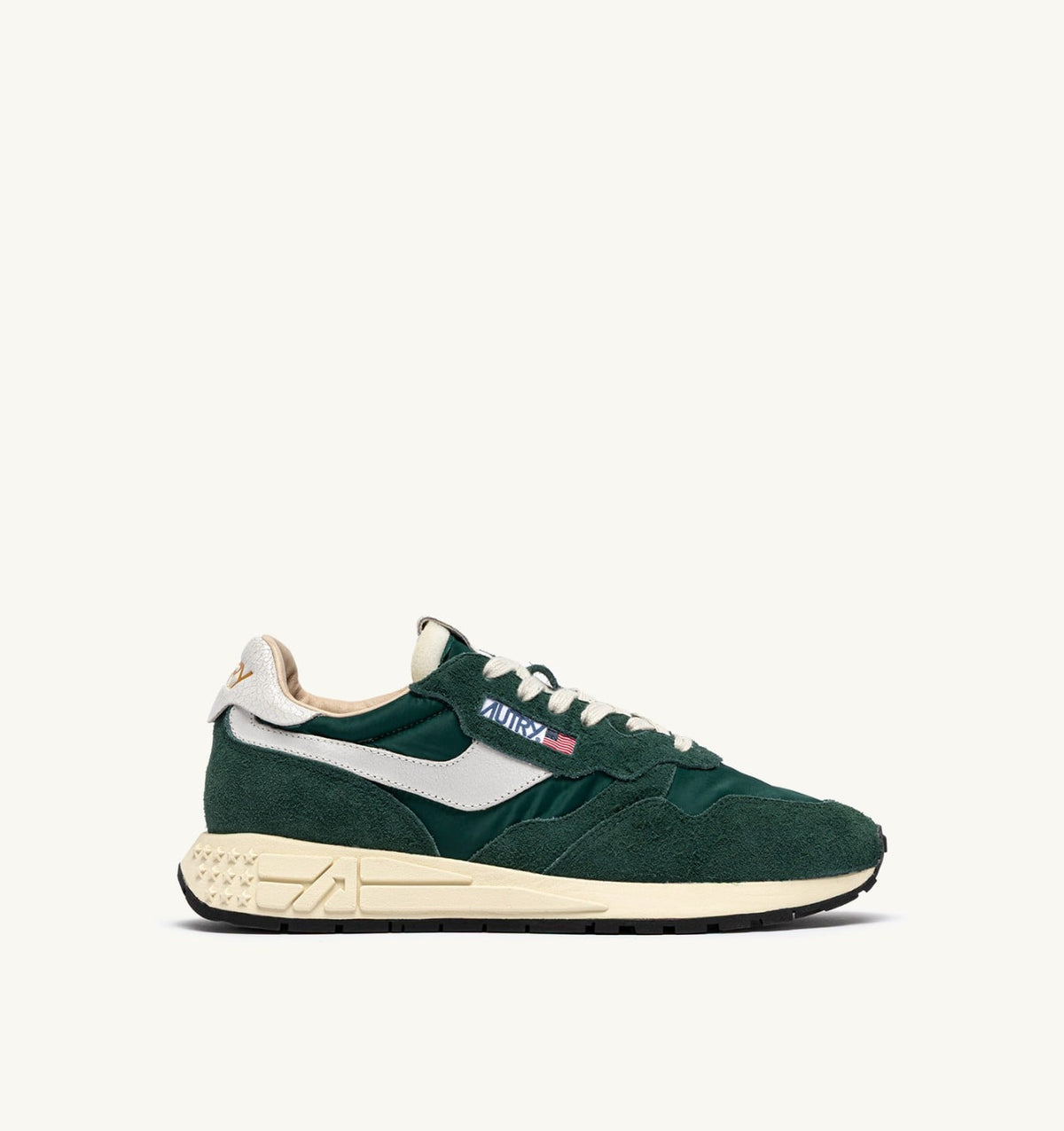 AUTRY REELWIND LOW SNEAKERS IN WHITE AND BOTANICAL GARDEN NYLON AND SUEDE