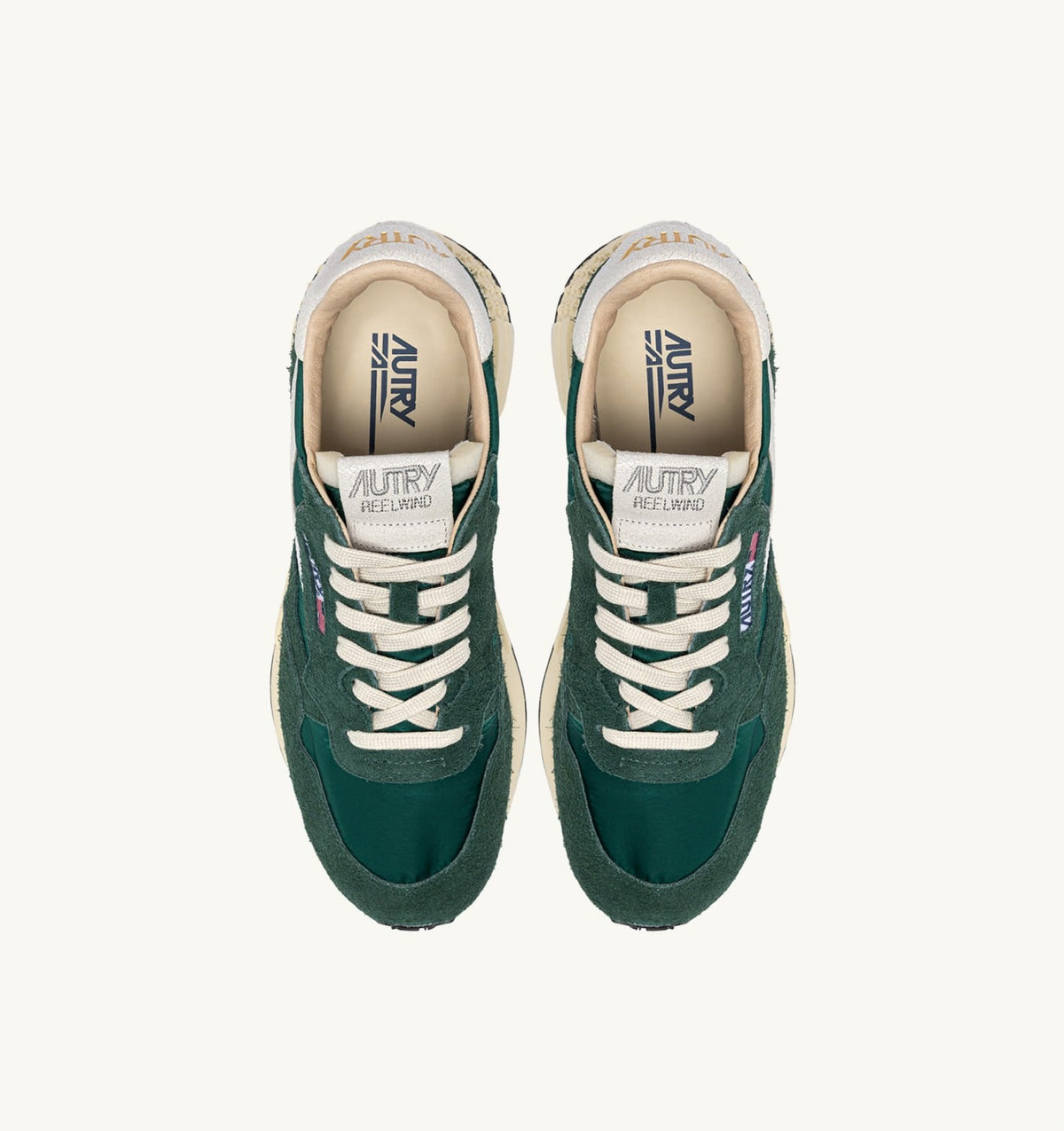 AUTRY REELWIND LOW SNEAKERS IN WHITE AND BOTANICAL GARDEN NYLON AND SUEDE