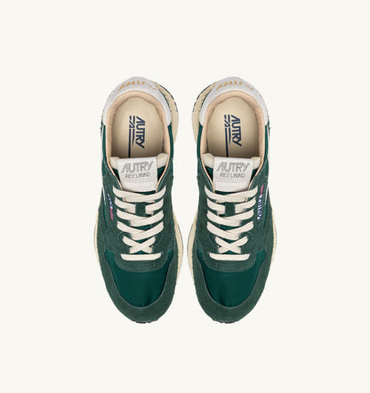 AUTRY REELWIND LOW SNEAKERS IN WHITE AND BOTANICAL GARDEN NYLON AND SUEDE