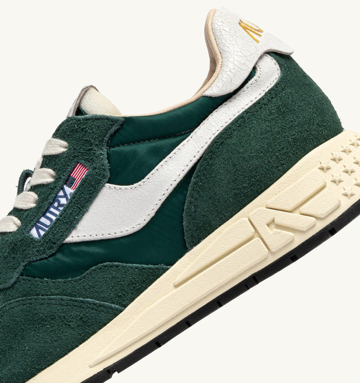 AUTRY REELWIND LOW SNEAKERS IN WHITE AND BOTANICAL GARDEN NYLON AND SUEDE