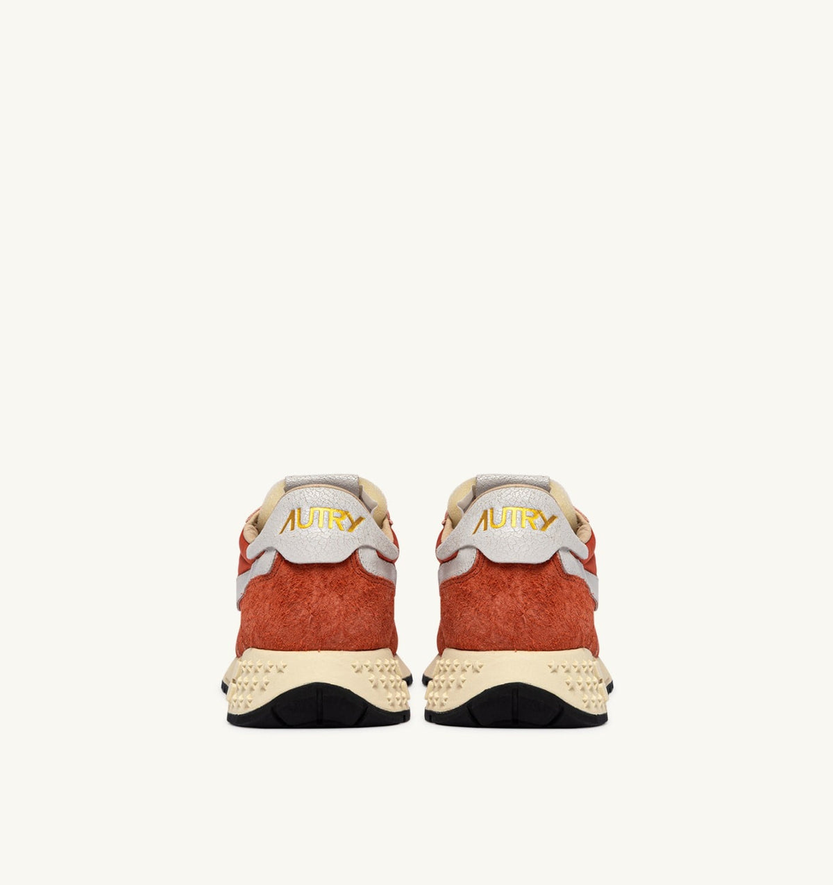 AUTRY REELWIND LOW SNEAKERS IN WHITE AND ORANGE RUST NYLON AND SUEDE