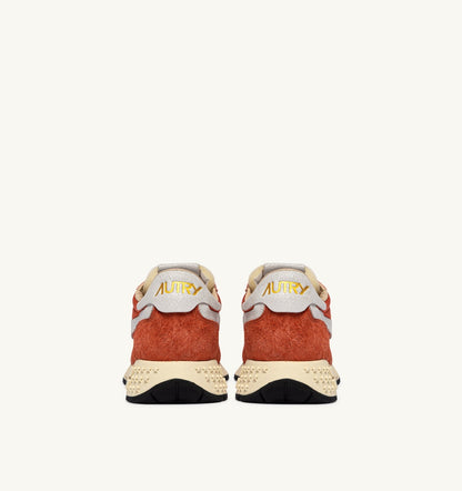 AUTRY REELWIND LOW SNEAKERS IN WHITE AND ORANGE RUST NYLON AND SUEDE
