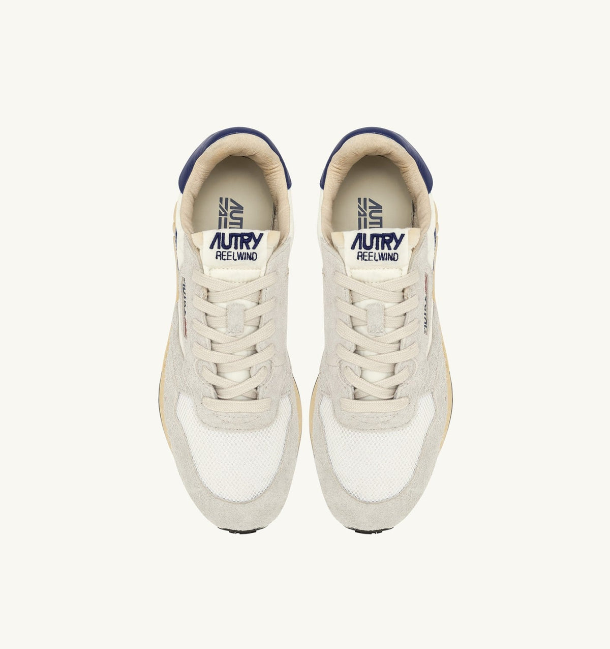 AUTRY REELWIND LOW SNEAKERS IN WHITE AND LIMOGES NYLON AND SUEDE