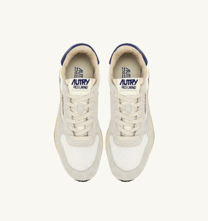 AUTRY REELWIND LOW SNEAKERS IN WHITE AND LIMOGES NYLON AND SUEDE