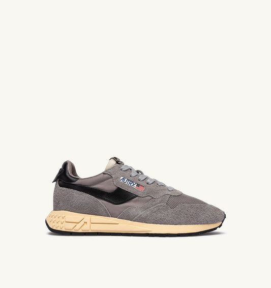 AUTRY REELWIND LOW SNEAKERS IN LEAD AND BLACK NYLON AND SUEDE