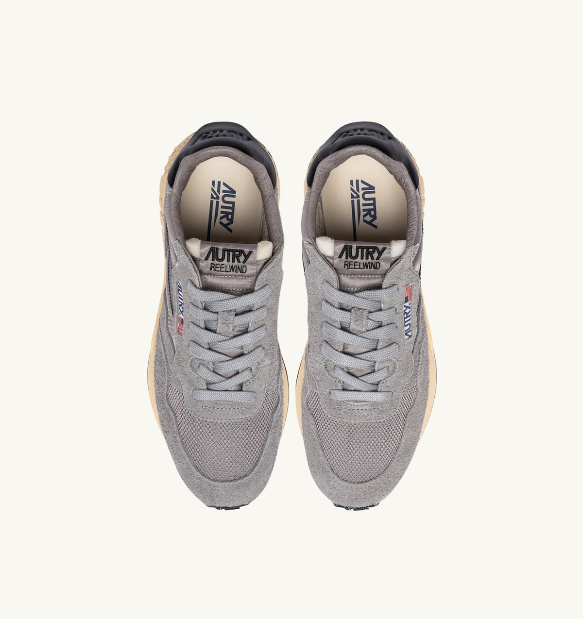 AUTRY REELWIND LOW SNEAKERS IN LEAD AND BLACK NYLON AND SUEDE