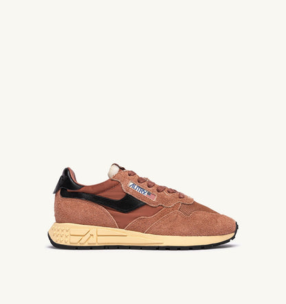 AUTRY REELWIND LOW SNEAKERS IN MOCHA AND BLACK NYLON AND SUEDE