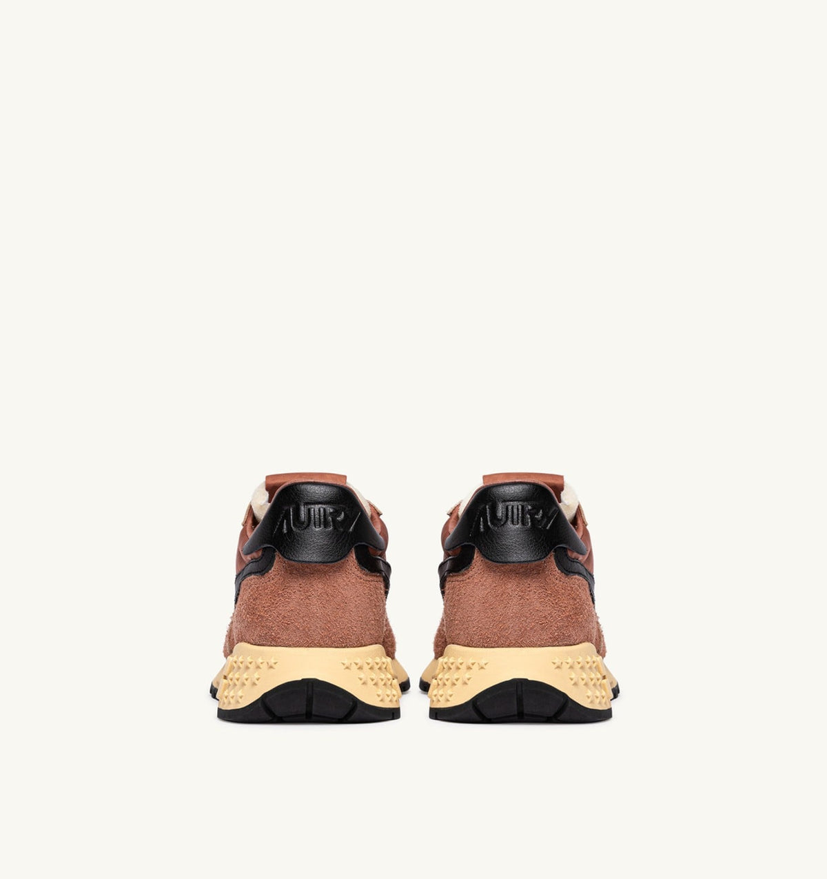 AUTRY REELWIND LOW SNEAKERS IN MOCHA AND BLACK NYLON AND SUEDE