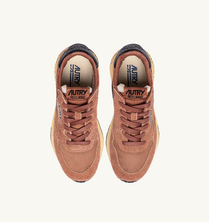 AUTRY REELWIND LOW SNEAKERS IN MOCHA AND BLACK NYLON AND SUEDE