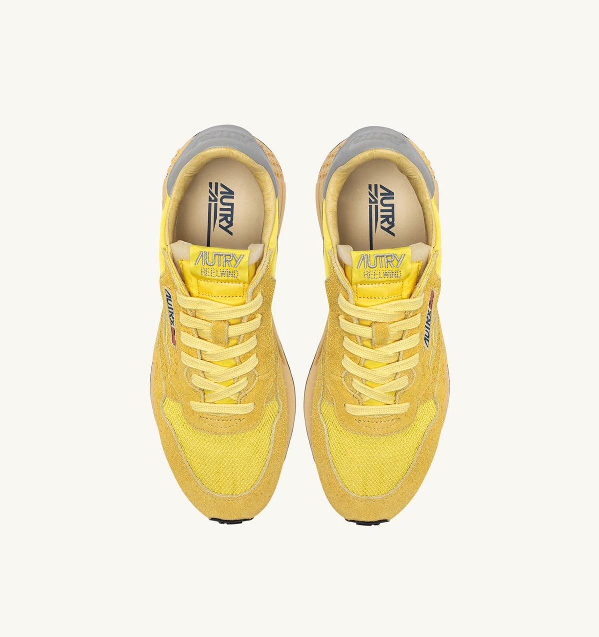 AUTRY REELWIND LOW SNEAKERS IN POPCORN AND VAPOR NYLON AND SUEDE