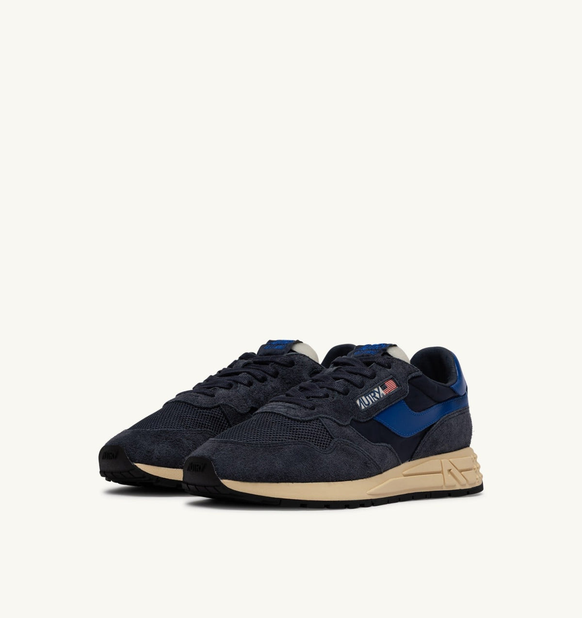 AUTRY REELWIND LOW SNEAKERS IN SPACE BLUE AND LAPIS BLUE NYLON AND SUEDE