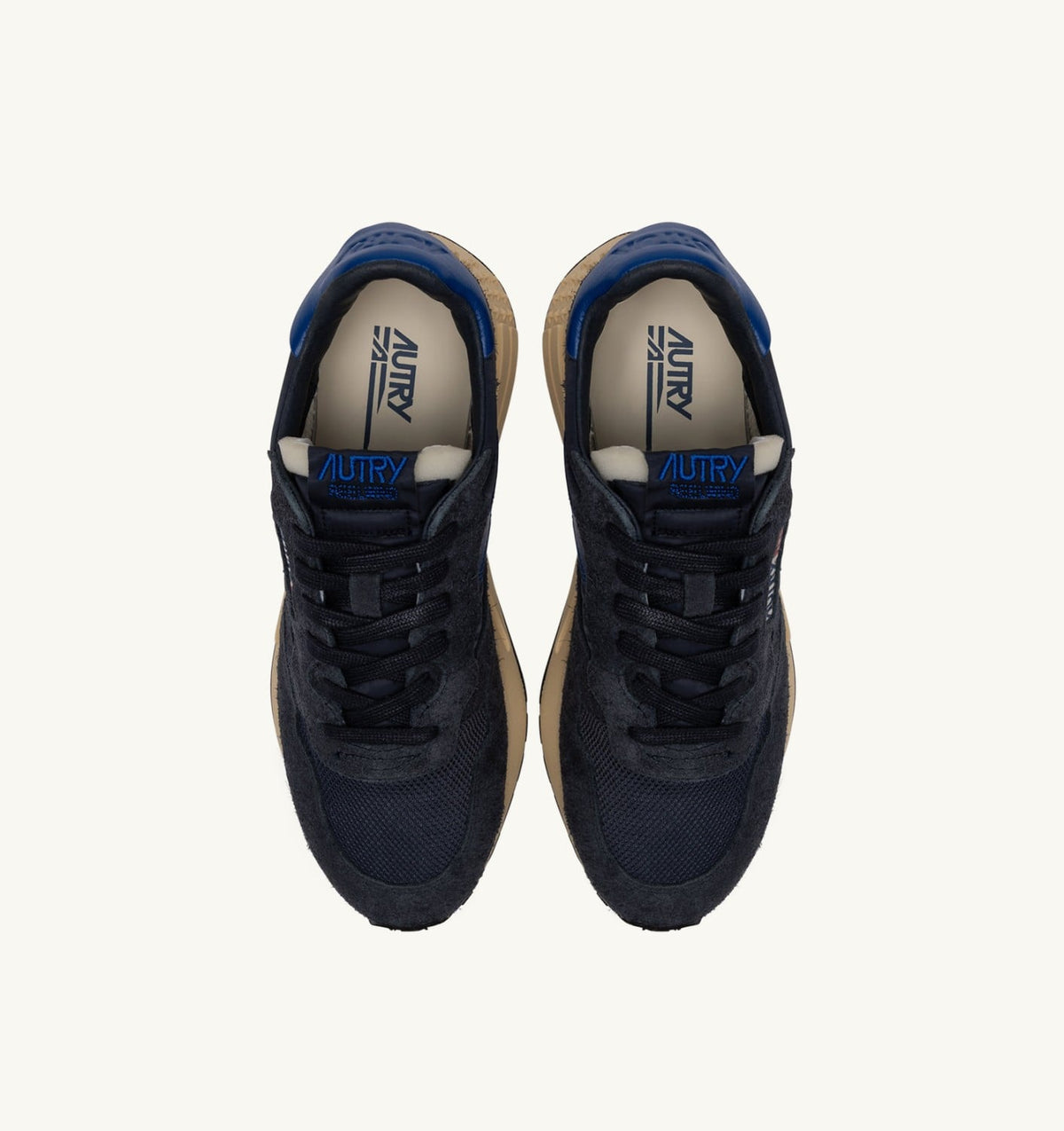 AUTRY REELWIND LOW SNEAKERS IN SPACE BLUE AND LAPIS BLUE NYLON AND SUEDE
