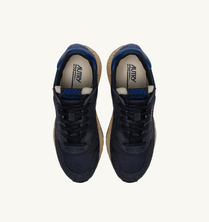 AUTRY REELWIND LOW SNEAKERS IN SPACE BLUE AND LAPIS BLUE NYLON AND SUEDE