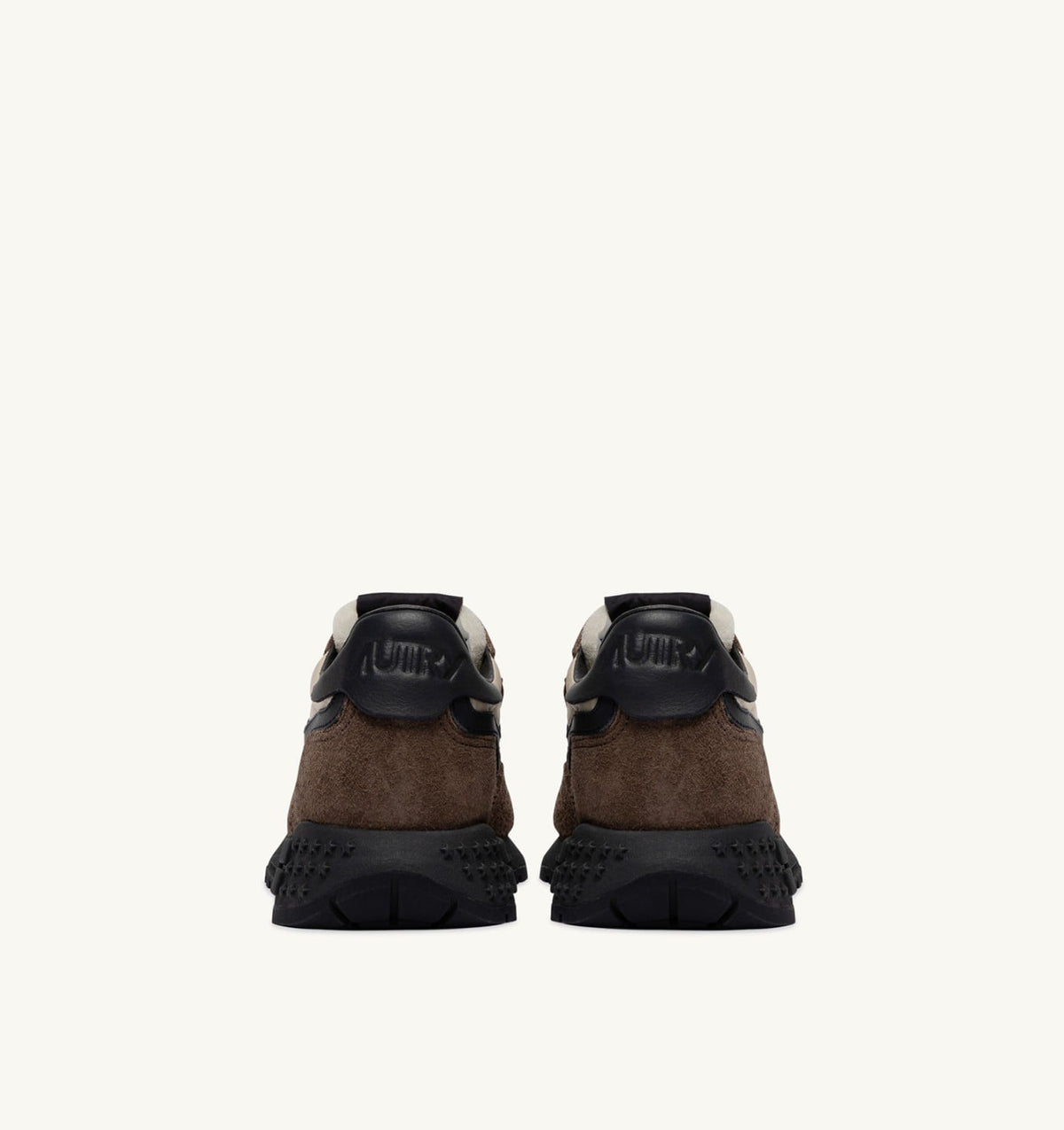 AUTRY REELWIND LOW SNEAKERS IN DARK BARK PEBBLE AND PHANTOM SUEDE AND NYLON