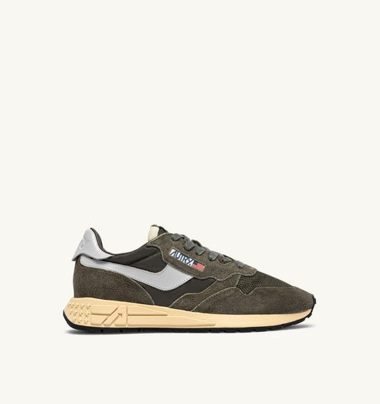AUTRY REELWIND LOW SNEAKERS IN OLIVE NIGHT AND HARBOR MIST NYLON AND SUEDE