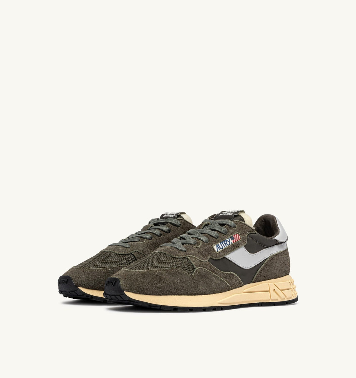 AUTRY REELWIND LOW SNEAKERS IN OLIVE NIGHT AND HARBOR MIST NYLON AND SUEDE