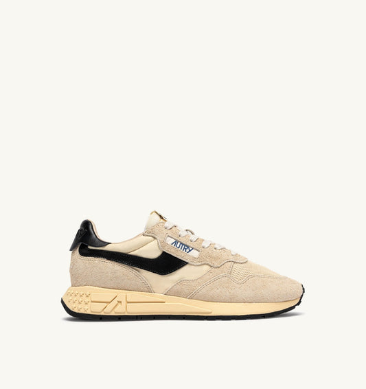 AUTRY REELWIND LOW SNEAKERS IN ECRU AND BLACK NYLON AND SUEDE