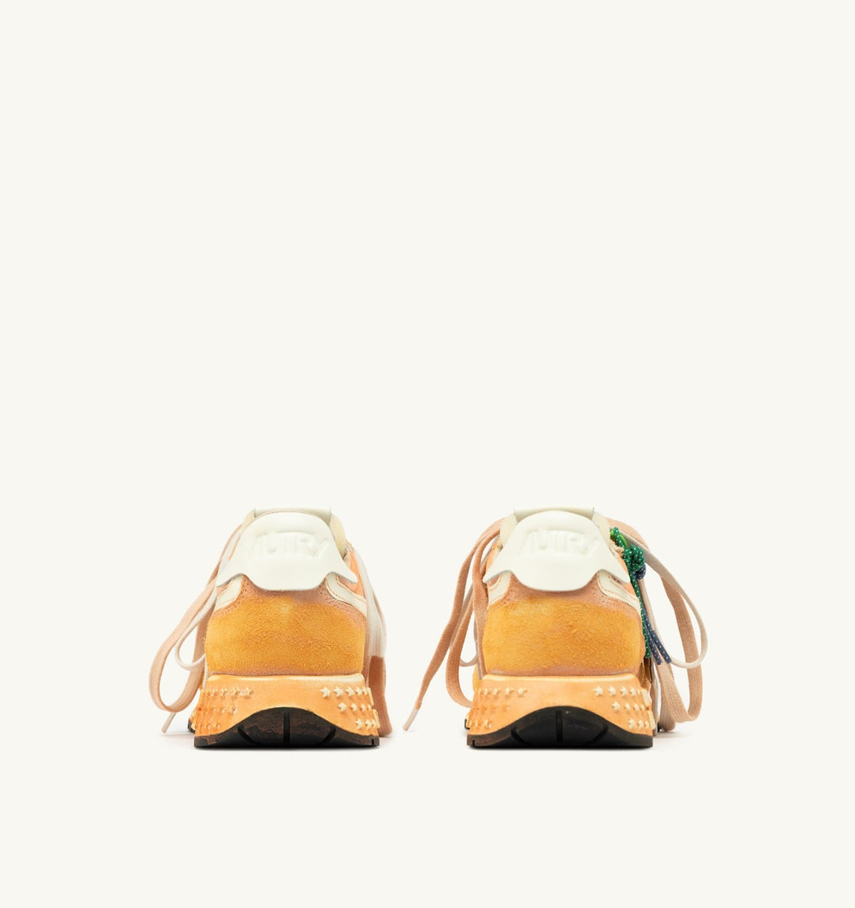 AUTRY REELWIND SUPER VINTAGE SNEAKERS IN WHITE AND ORANGE SUEDE AND NYLON