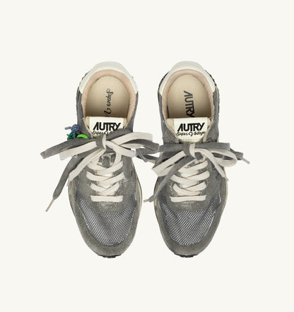 AUTRY REELWIND SUPER VINTAGE SNEAKERS IN WHITE AND BLACK SUEDE AND NYLON