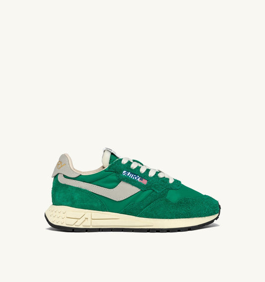 AUTRY REELWIND LOW SNEAKERS IN GREEN NYLON AND SUEDE