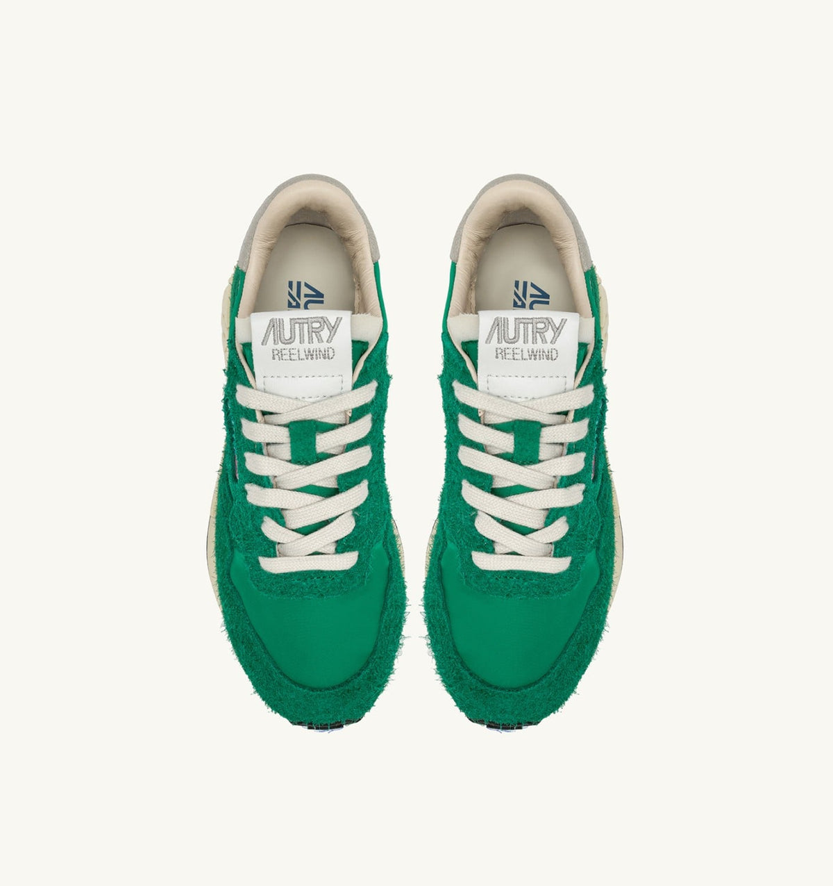 AUTRY REELWIND LOW SNEAKERS IN GREEN NYLON AND SUEDE