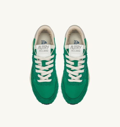 AUTRY REELWIND LOW SNEAKERS IN GREEN NYLON AND SUEDE