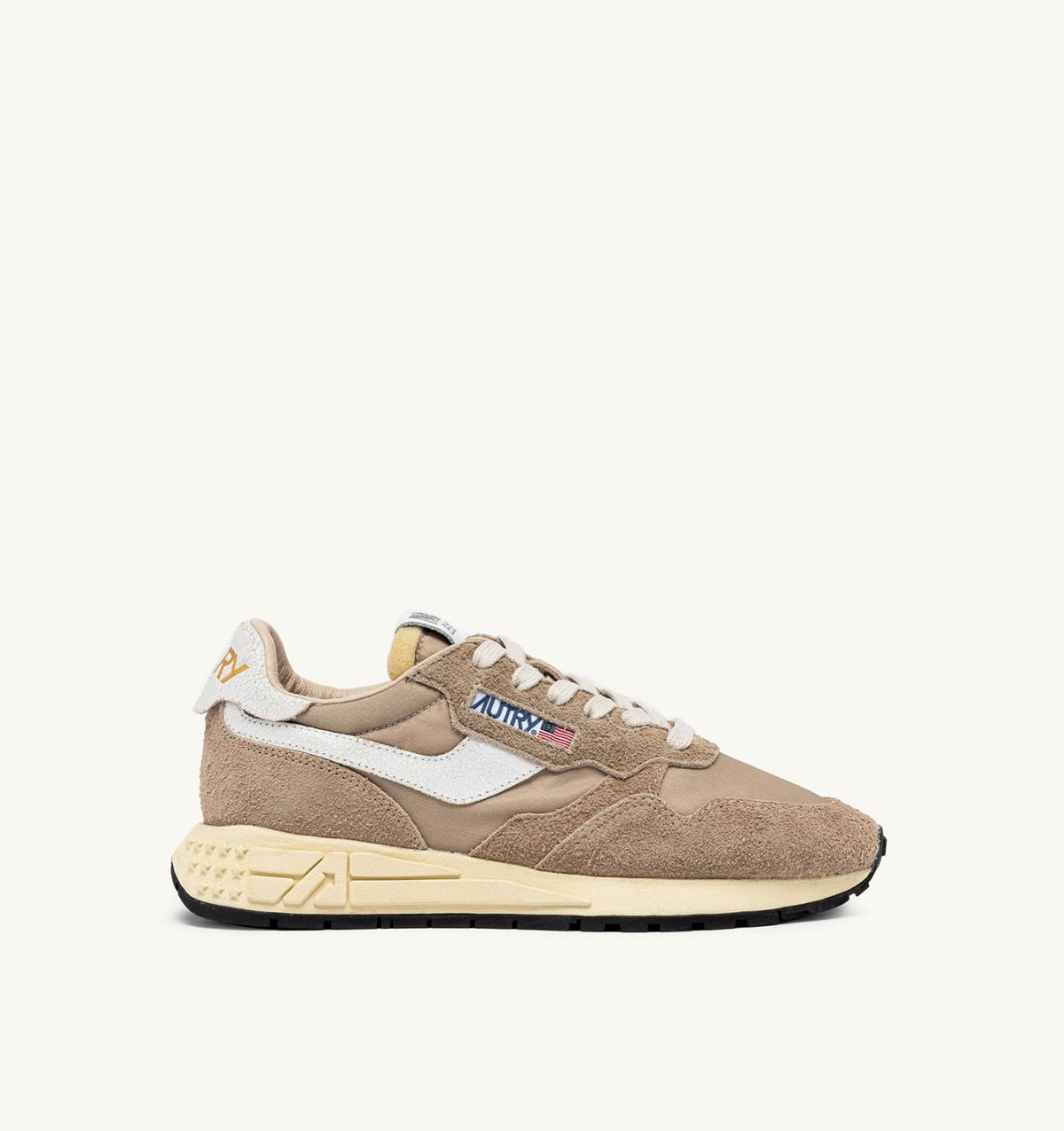 AUTRY REELWIND LOW SNEAKERS IN PEPPER AND WHITE NYLON AND SUEDE