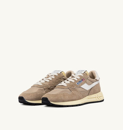 AUTRY REELWIND LOW SNEAKERS IN PEPPER AND WHITE NYLON AND SUEDE