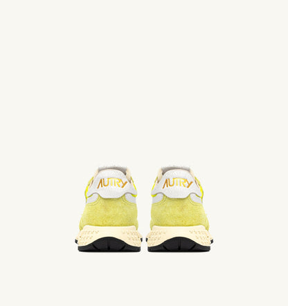 AUTRY REELWIND LOW SNEAKERS IN WHITE AND EVENING PRIMROSE NYLON AND SUEDE