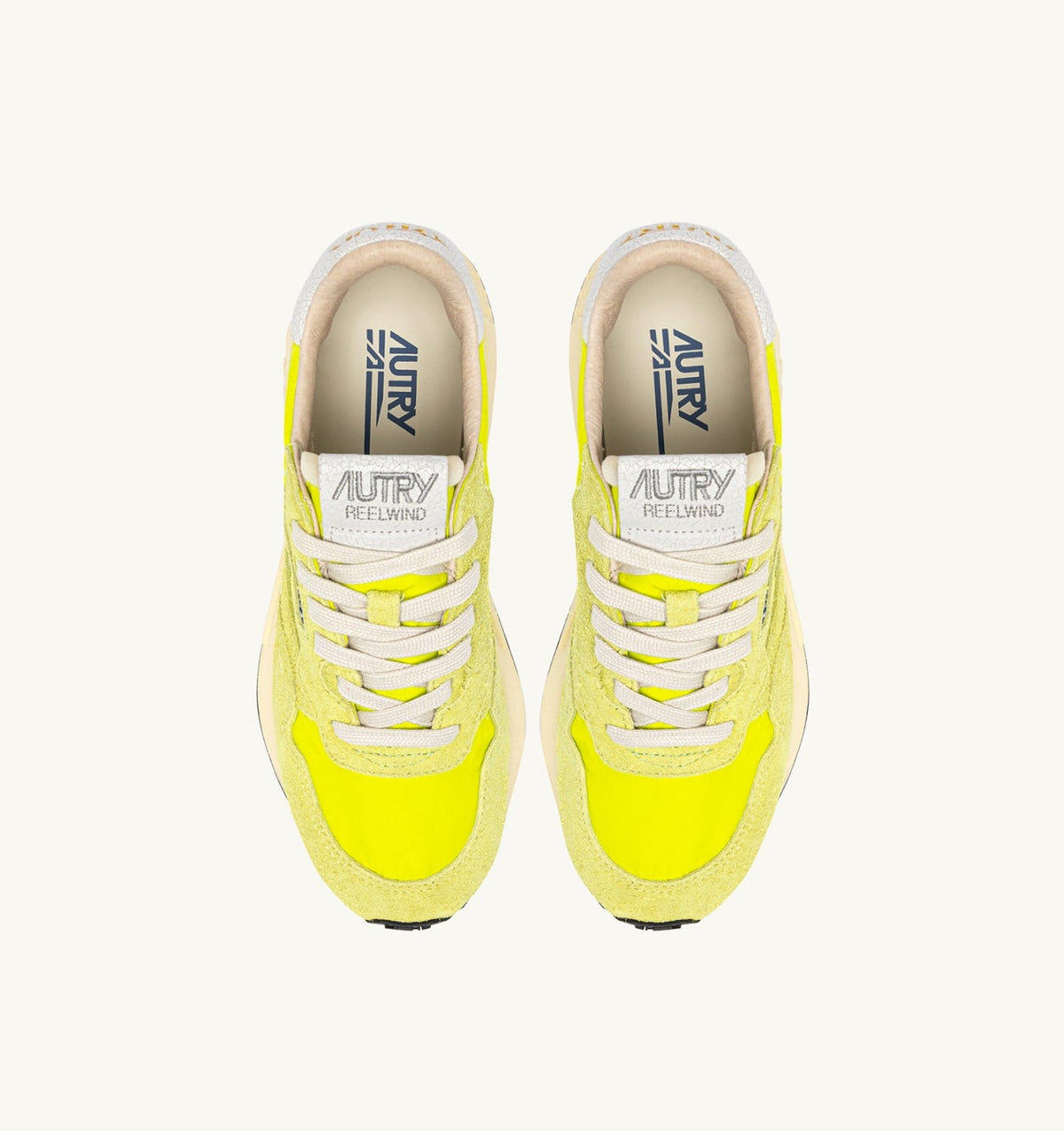 AUTRY REELWIND LOW SNEAKERS IN WHITE AND EVENING PRIMROSE NYLON AND SUEDE