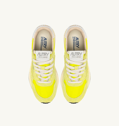 AUTRY REELWIND LOW SNEAKERS IN WHITE AND EVENING PRIMROSE NYLON AND SUEDE