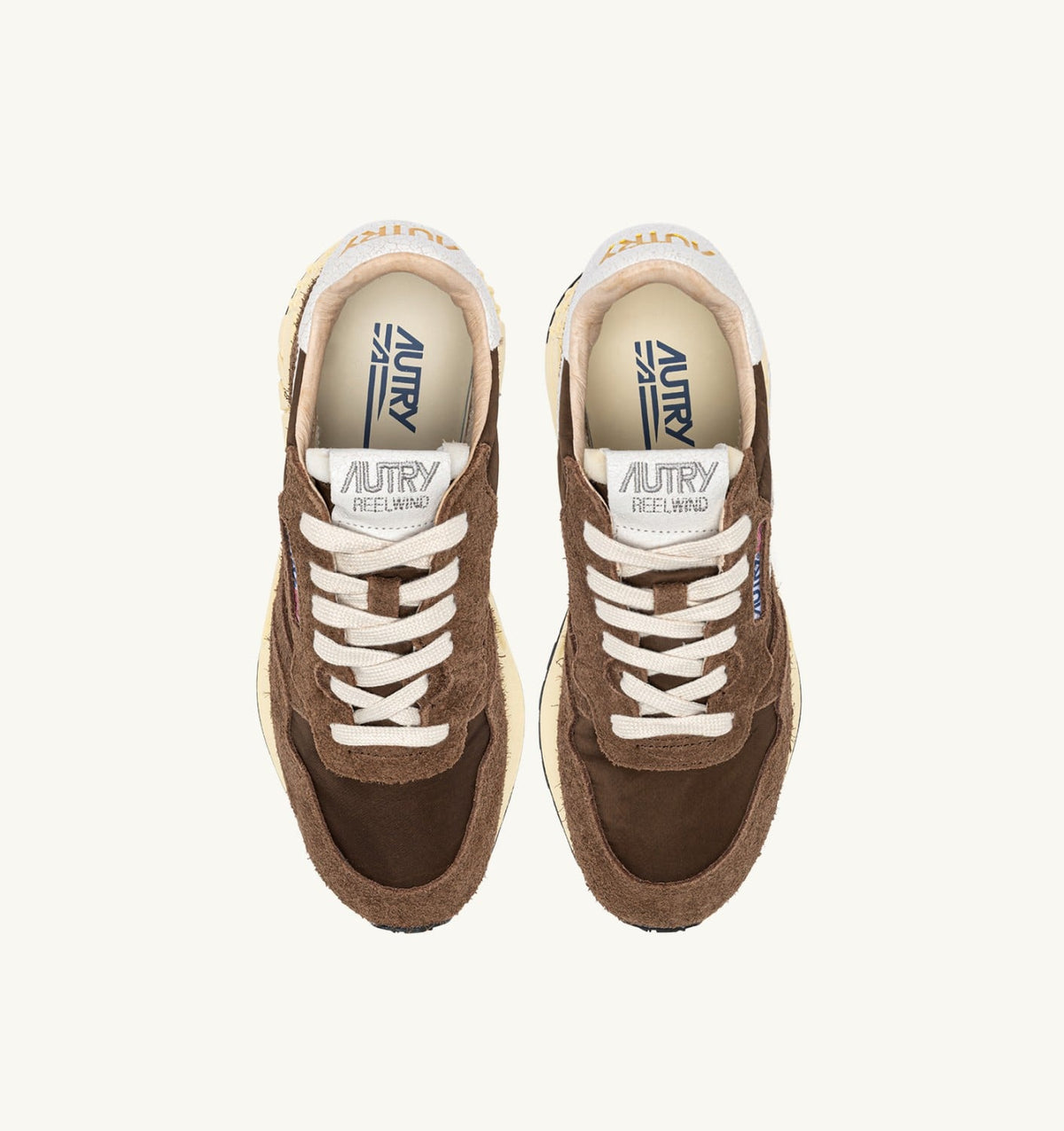 AUTRY REELWIND LOW SNEAKERS IN WHITE AND TUNDRA NYLON AND SUEDE