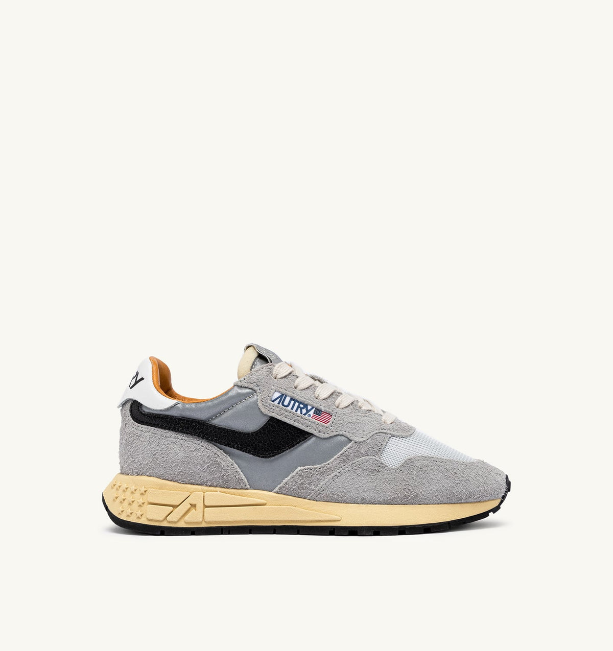 AUTRY REELWIND LOW SNEAKERS IN SAND SUEDE AND REFLECTIVE NYLON