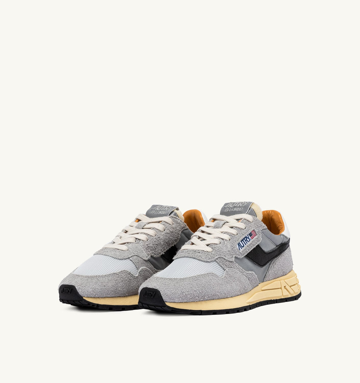 AUTRY REELWIND LOW SNEAKERS IN SAND SUEDE AND REFLECTIVE NYLON