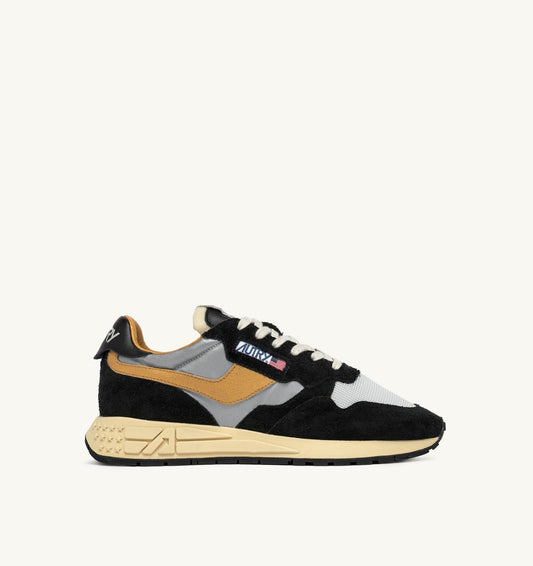 AUTRY REELWIND LOW SNEAKERS IN BLACK SUEDE AND REFLECTIVE NYLON