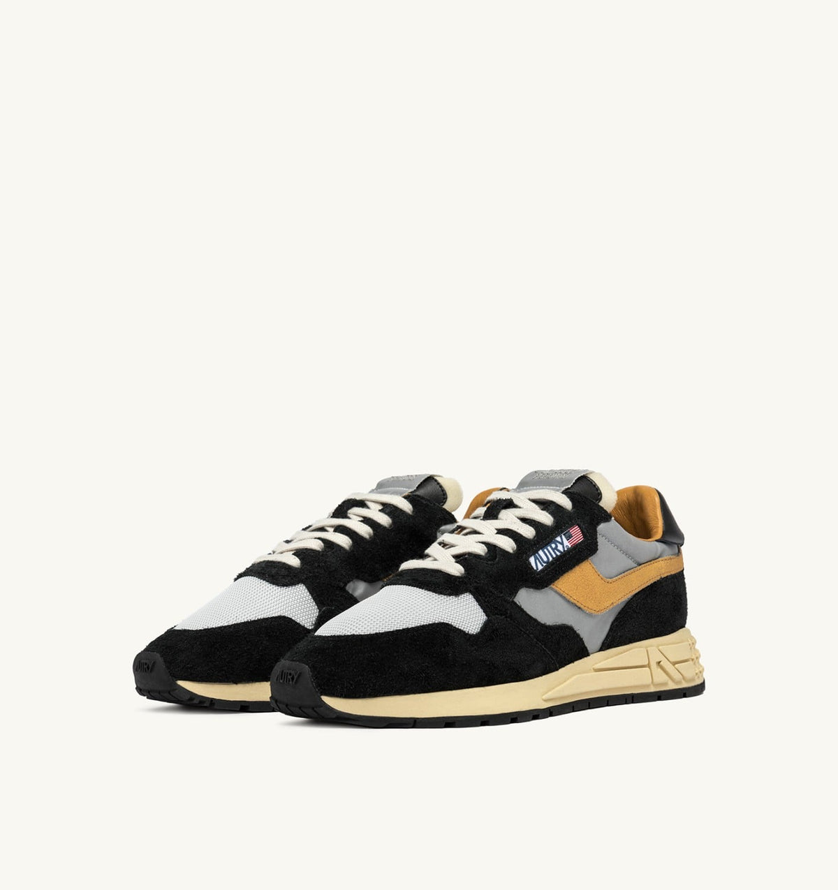 AUTRY REELWIND LOW SNEAKERS IN BLACK SUEDE AND REFLECTIVE NYLON