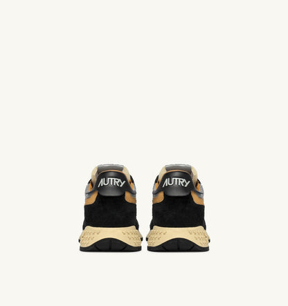 AUTRY REELWIND LOW SNEAKERS IN BLACK SUEDE AND REFLECTIVE NYLON