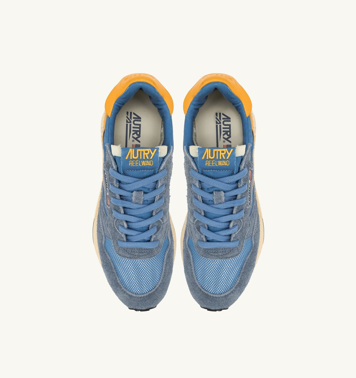 AUTRY REELWIND LOW SNEAKERS IN CENBLE AND GOLD FUSION NYLON AND SUEDE