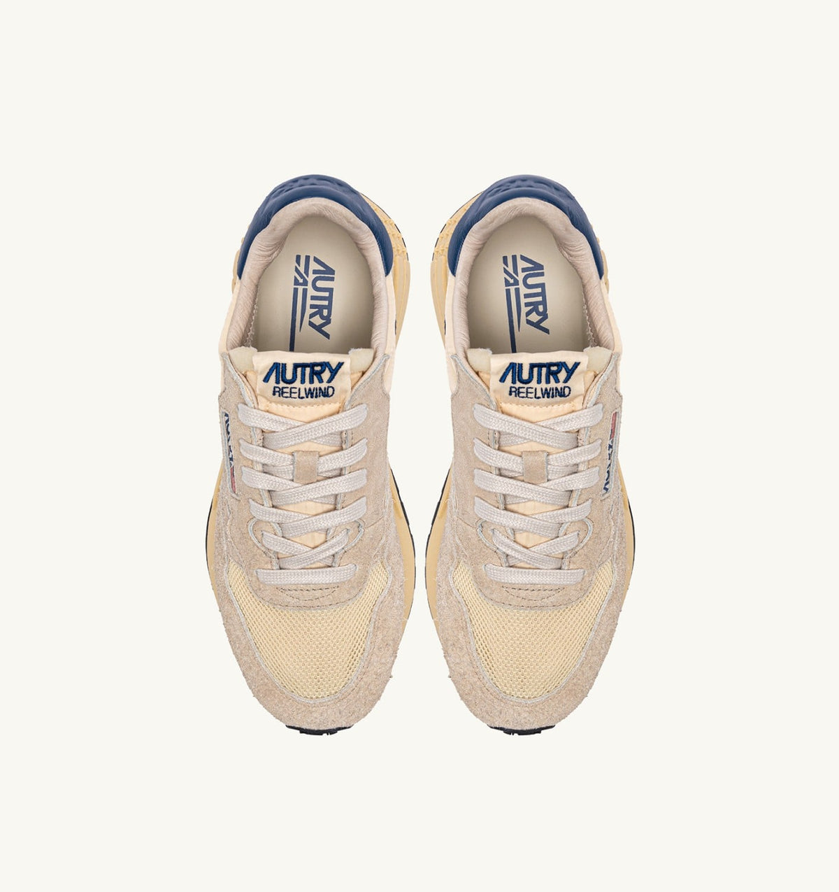 AUTRY REELWIND LOW SNEAKERS IN NYLON SUEDE AND LEATHER COLOR ECRU AND ENSIGN BLUE