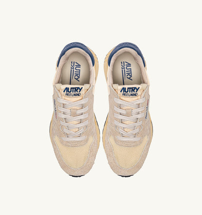 AUTRY REELWIND LOW SNEAKERS IN NYLON SUEDE AND LEATHER COLOR ECRU AND ENSIGN BLUE