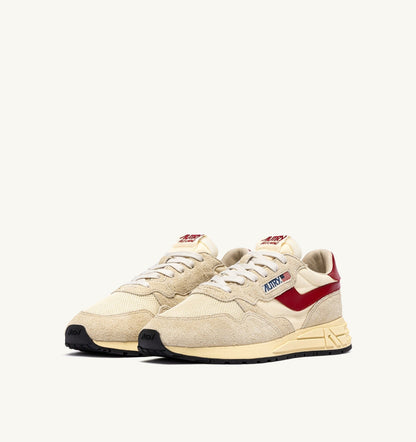 AUTRY REELWIND LOW SNEAKERS IN ECRU AND RED NYLON AND SUEDE
