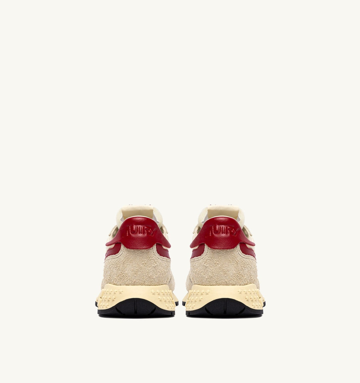 AUTRY REELWIND LOW SNEAKERS IN ECRU AND RED NYLON AND SUEDE